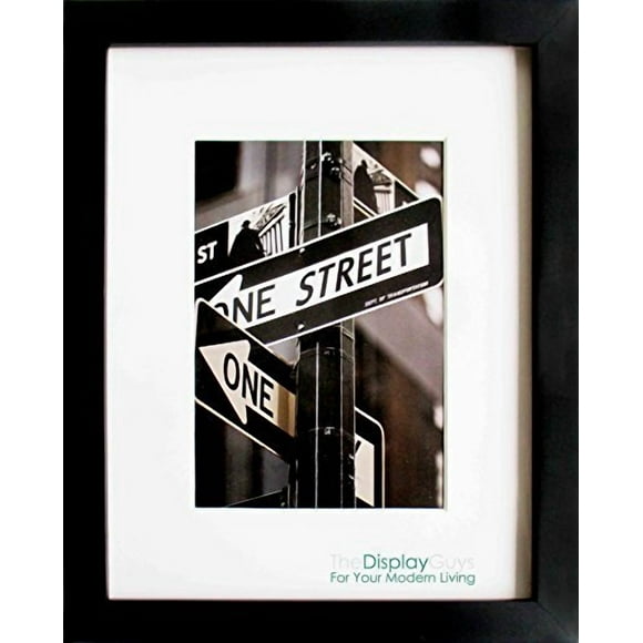 TheDisplayGuys - Square Profile Wooden Picture Frame with Tempered Glass - 11" x 14" matted to 8" x 10" - 2-Pack - Black