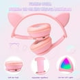 thumbnail image 2 of HQinX Kids Headphones, Cat Ear Wireless Headphones, LED Light Up Bluetooth over on Ear Purple Headphones for Boy Girl With Microphone, Pink, 2 of 6