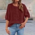thumbnail image 2 of Sexlip Women's T-Shirt Round Neck Short Sleeve Loose Fit Breathable Comfortable Wear All Occasion Use Soft Comfortable Red M, 2 of 9
