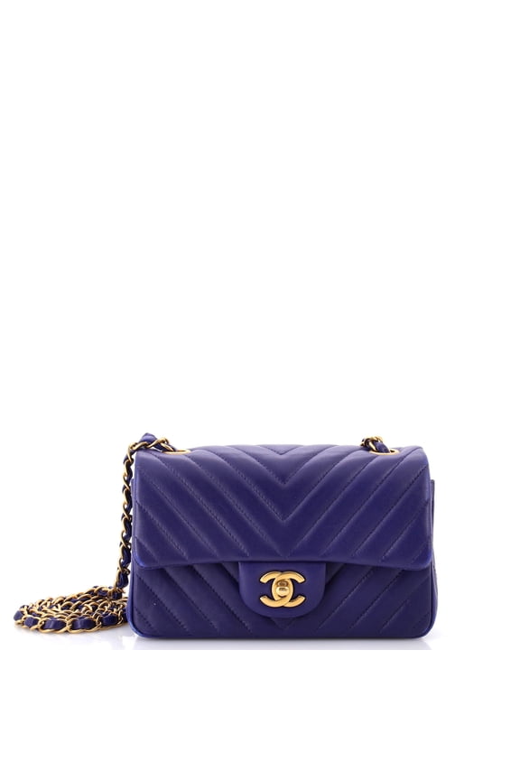 Pre-Owned Classic Single Flap Bag Chevron Lambskin Mini By Rebag