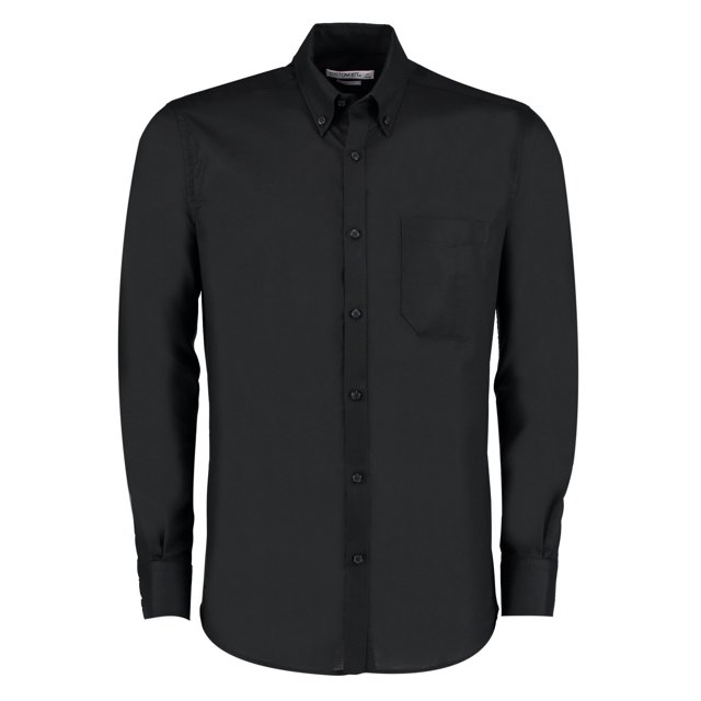 Kustom Kit - Camisa de Oxford de Manga Larga para Hombre (Negro)