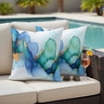 thumbnail image 2 of Outdoor Pillow Cover Abstract Ombre Teal Marble Set of 2 Waterproof Throw Pillowcases Modern Art Decorative Patio Furniture Pillows for Couch Garden Indoor & Outdoor Use, 2 of 9