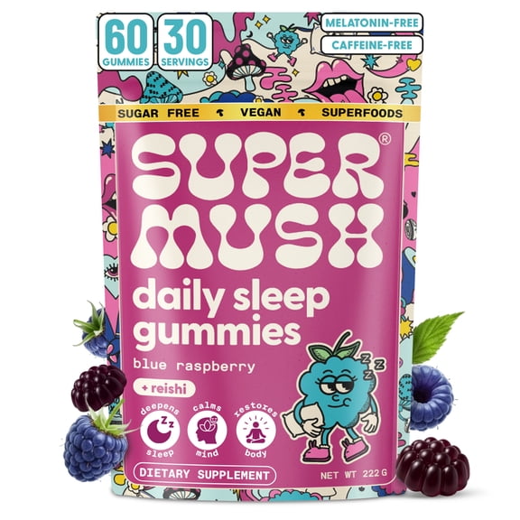 SuperMush Daily Sleep Gummies - Melatonin-Free Sleep Aid - 60 Count