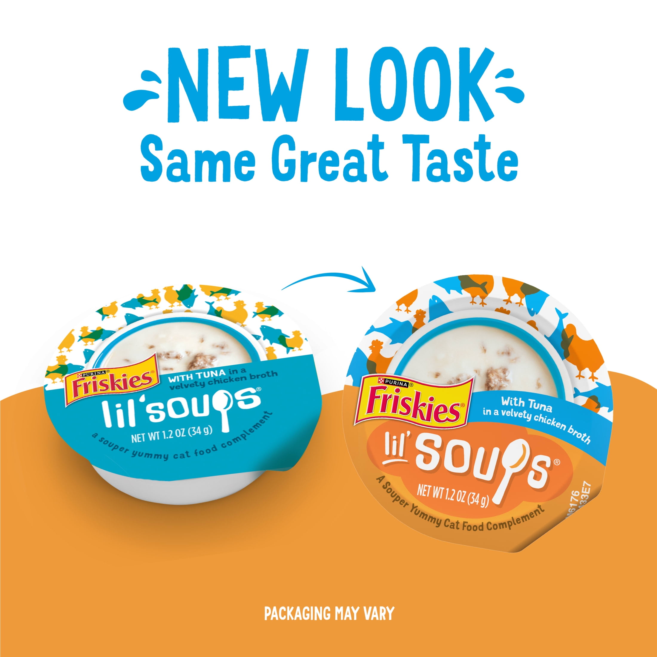 Purina Friskies Natural, Grain Free Lickable Cat Treats Lil’ Soups with Tuna in Chicken Broth, 1.2 oz Cups (8 Pack)