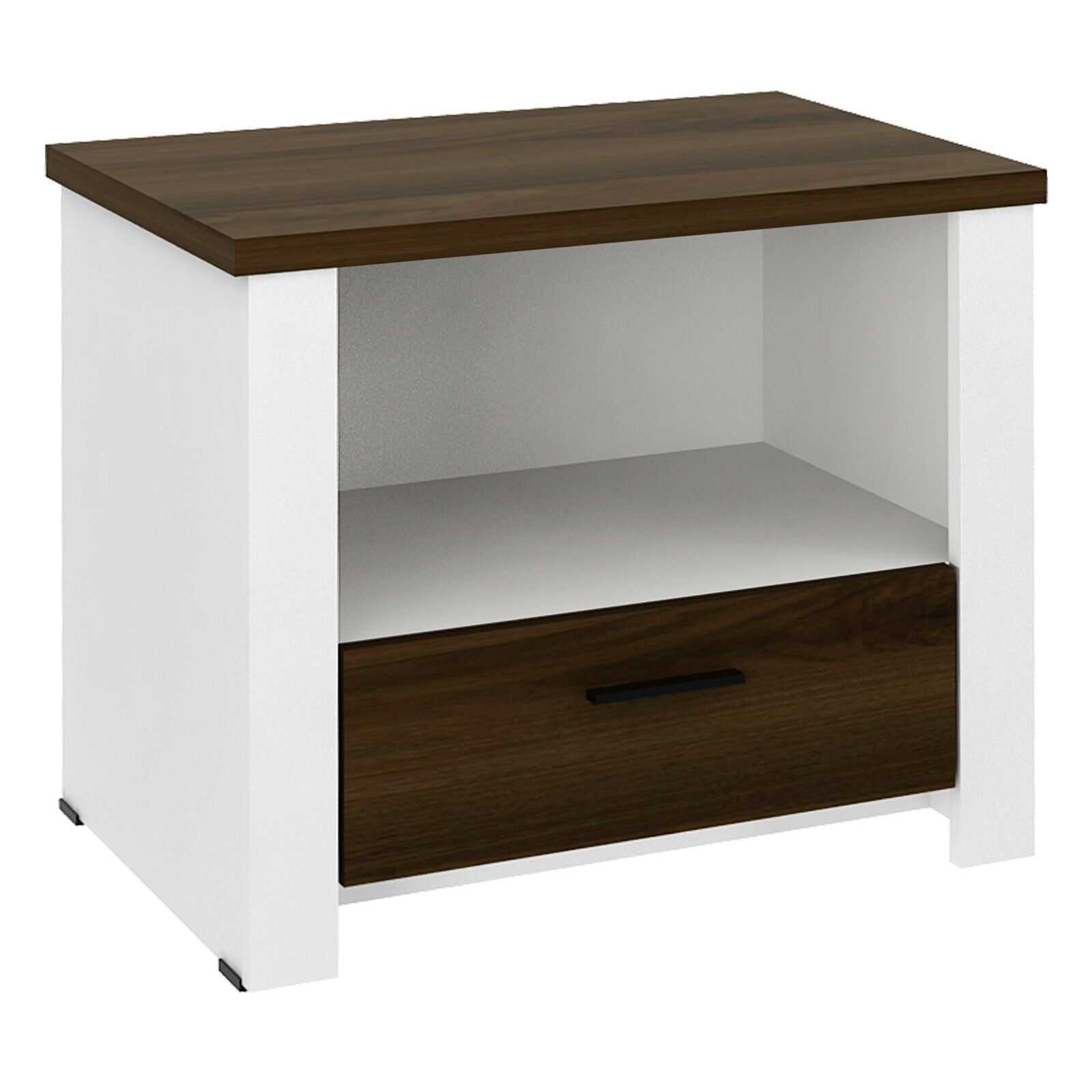 Accent Nightstand with Drawer and Open Shelf Sofa End Table Bedroom