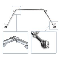 Berenice 13/16" Bay Window curtain rod 20"-36", 38"-72" - Satin Nickel,(ABay-93-5)