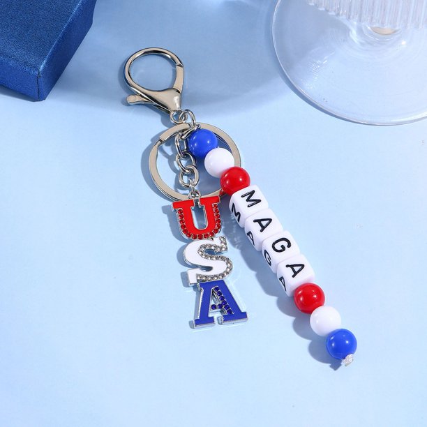 Acrylic Letter Beaded Keychain Pendant