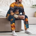thumbnail image 6 of KLL Vintage Blue Leaf Mushroom Sleepwear Mens Flannel Pajamas,Long Cotton Pj Set, 6 of 7