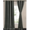 thumbnail image 2 of Chezmoi Collection Parker Premium Textured Velvet Grommet Curtain Set, 2 Panels with 2 Tiebacks, Elegant Bedroom Living Room Darkening Window Treatment, 50" W x 84" L, Dark Gray, 2 of 9