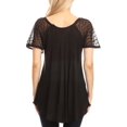 thumbnail image 2 of Sakkas Parisa Casual Summer Short Sleeve Top Blouse with Corset and Embroidery - Black - One Size, 2 of 5