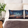 thumbnail image 7 of Silk Pillow Case for Hair And Skin Queen - Halloween Pumpkin Amusement Park Cooling Sleep Throw Pillow Covers Standard Size 20x30in, comfort Satin Pillowcase with Zipper for Women Men, 7 of 7
