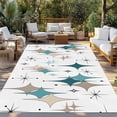 thumbnail image 2 of Green Brown Diamond Outdoor Rug 5x7 Ft - Reversible Patio Rug Outdoor Camping Rugs, Modern Geometric Middle Century Washable Indoor Outdoor Area Rugs, Non-Slip Outdoor Carpet Runner for Deck/Porch, 2 of 8