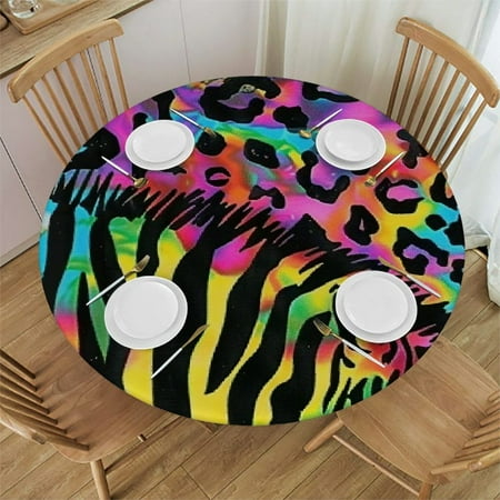 

Patifu Leopard Print Zebra Print Psychedelic Round Table Cover Stain Resistant Washable Indoor Outdoor Tablecloth Kitchen Dining Wedding Parties Waterproof 100% Polyester Fiber 54-58