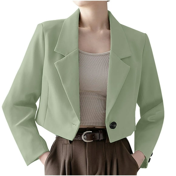 Yuyuzo Blazers for Women Fall Casual Long Sleeve Lapel Open Front Work Office Crop Suit Jackets