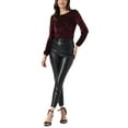 thumbnail image 2 of INSPIRE CHIC Women's Dots Prints Velvet Burn-Out Long Puff Sleeve Blouse XS Burgundy, 2 of 6