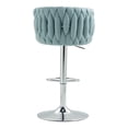thumbnail image 6 of Spaco 360° Fabric Cover Swivel Bar Stools Set of 2, Adjustable Counter Height Bar Chairs with Woven Back & Footrest, Silver Chromed Bar Stools for Kitchen Island, Blue, 6 of 8