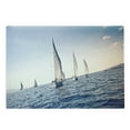 thumbnail image 1 of Nautical Cutting Board, Racing Sailboats in Mediterranean Sea Adventure Winner Sports Freedom Photo Print, Decorative Tempered Glass Cutting and Serving Board, Large Size, Blue White, by Ambesonne, 1 of 1