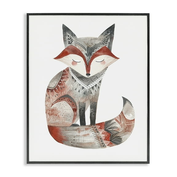 Stupell Industries Scandinavian Style Fox Animals Painting Black Framed Art Print Wall Art, 11 x 14