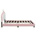 thumbnail image 4 of CITYLE Full Size Upholstered Princess Bed,Cute Crown Shape Full Size Leather Platform Bed with Headboard and Footboard for Kids Boys Girls,No Box Spring Needed, Pink, 4 of 7