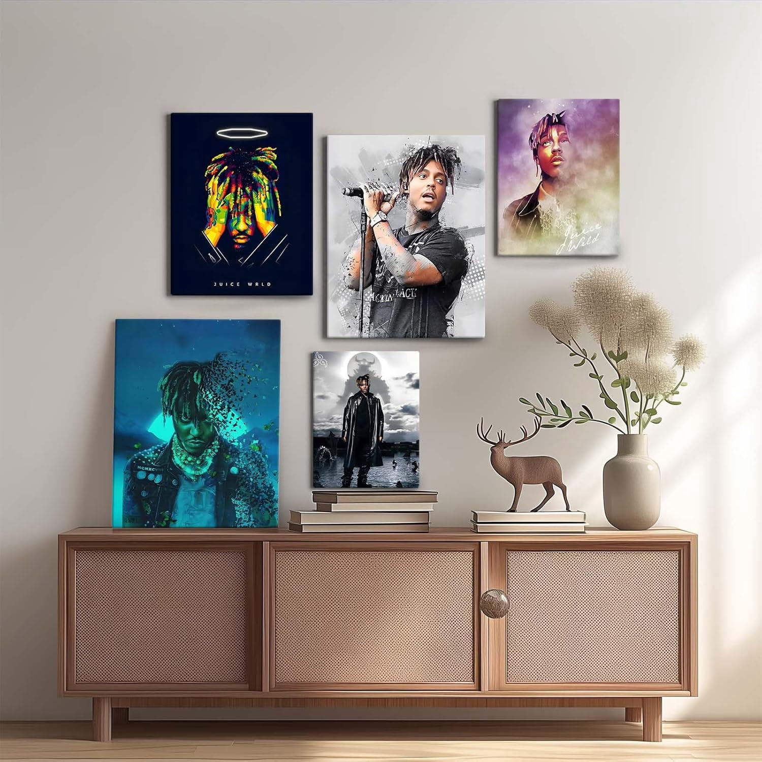 P&L Art Juice Wrld Canvas Wall Art, Rapper Singer Album Cover and Poster Framed Print Art, Aesthetic Canvas Wall Art for Bedroom or Living Room Wall Decor Gift 24x30inch