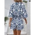 thumbnail image 3 of Summer Ladies‘ Floral Pattern Dolman Sleeve Summer Women Beach Jumpsuit With Shorts, 3 of 7
