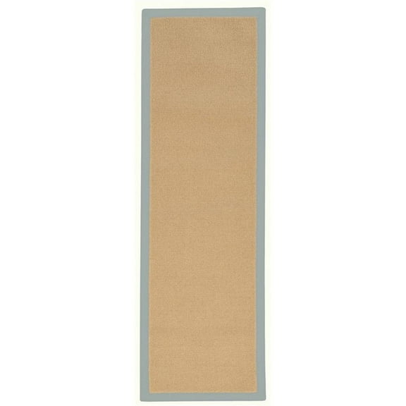 Riverbay Furniture Machine Tufted Wool 2'6"x8' Rug in Sisal and Ice Blue