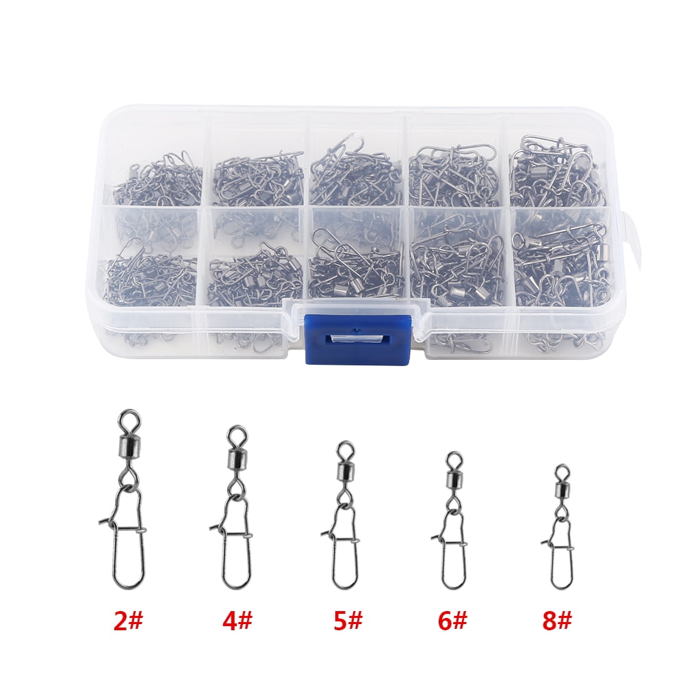 210Pcs Fishing Rolling Barrel Swivel with Nice Snap Tackle Connector Size 2#-8# 