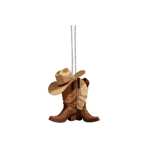 Felt Hat And Boot Acr Pendant Versatile Charm Cowboy theme Keychain For Car Mirror,Backpacks Party,Gift&Country Decor