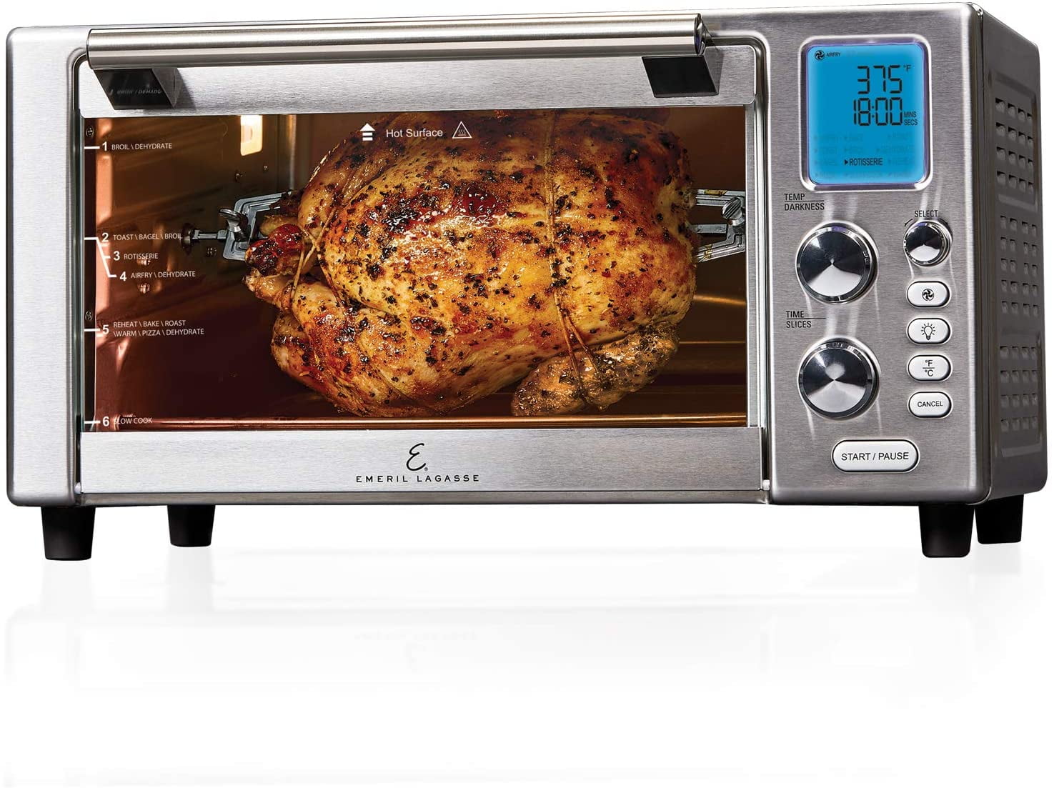 Emeril Everyday 360 Deluxe Air Fryer Oven, 15.1” x 19.3” x 10.4” with Accessory Pack, Silver