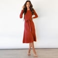 thumbnail image 2 of Autumn and winter women's long sleeve knitted skirt slim long dressCherry Red Size XXL, 2 of 5