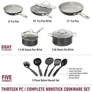 Granitestone Pro 13 Pc Pots and Pans Set Non Stick with Utensils, Hard Anodized Ceramic Cookware Set with Skillet, Diamond & Mineral Coating, Oven/Dishwasher Safe, Chalk