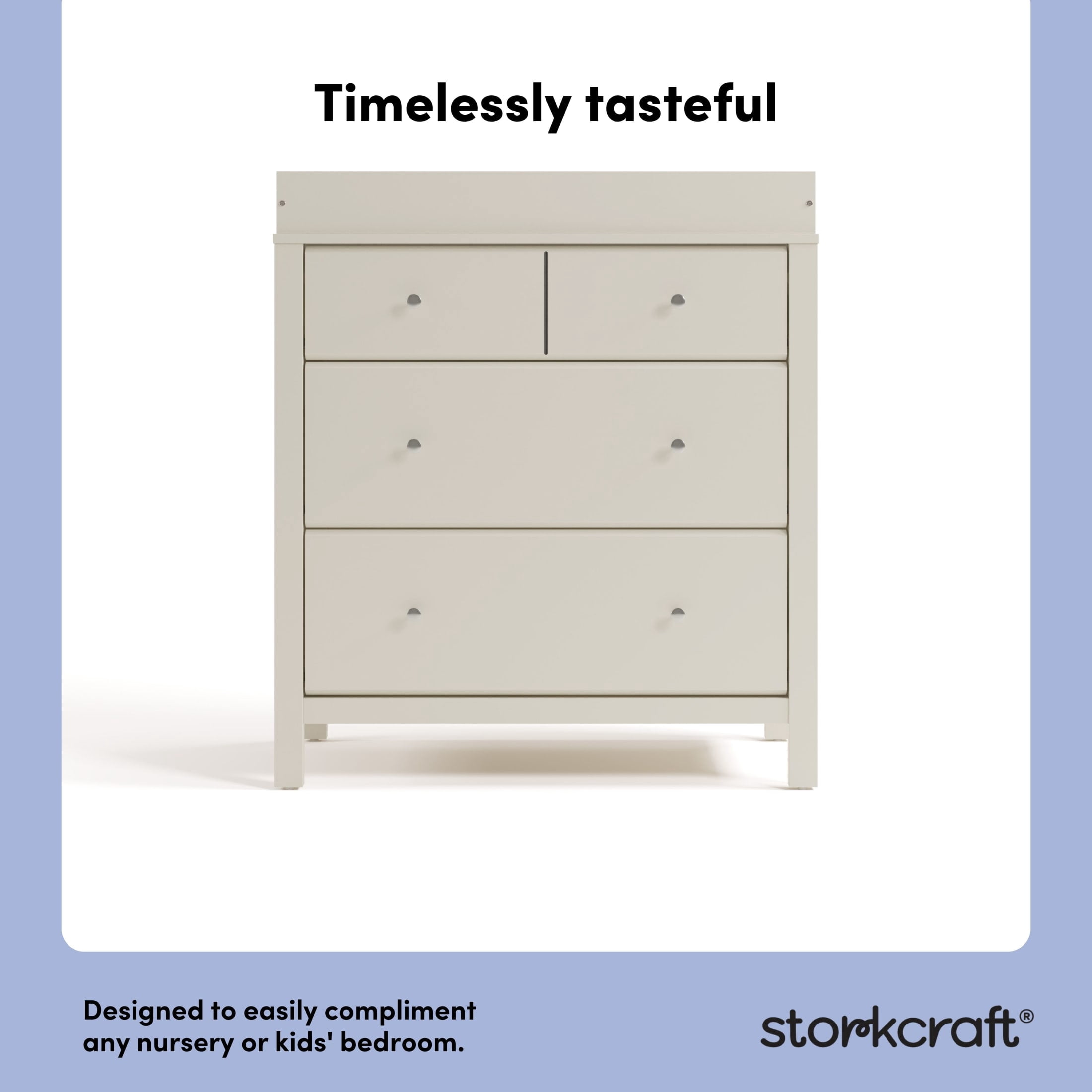 Storkcraft Horizon 3 Drawer Chest with Infant Changing Topper, Frosted Oat