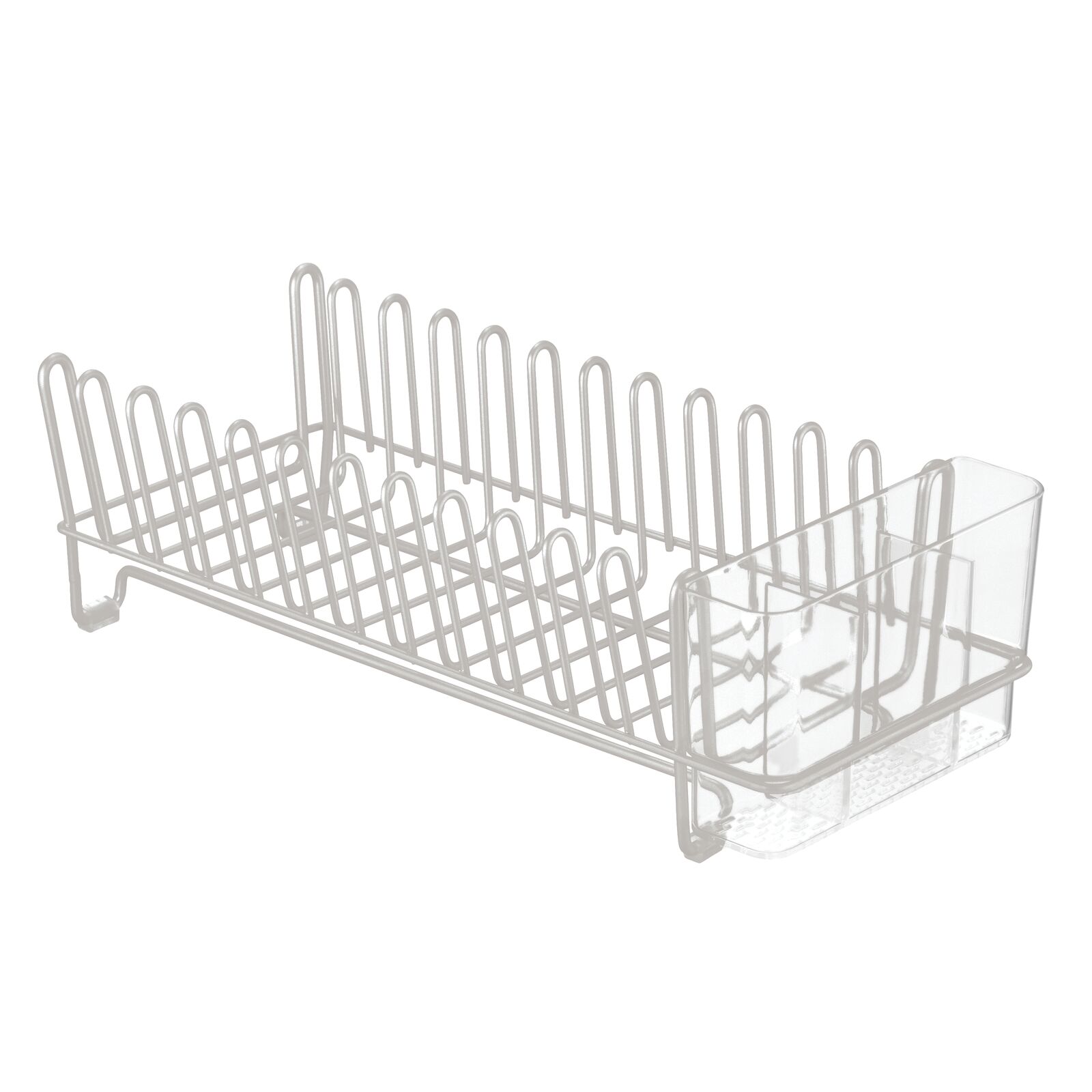 mDesign Steel Compact Modern Dish Drying Rack with Removable Cutlery