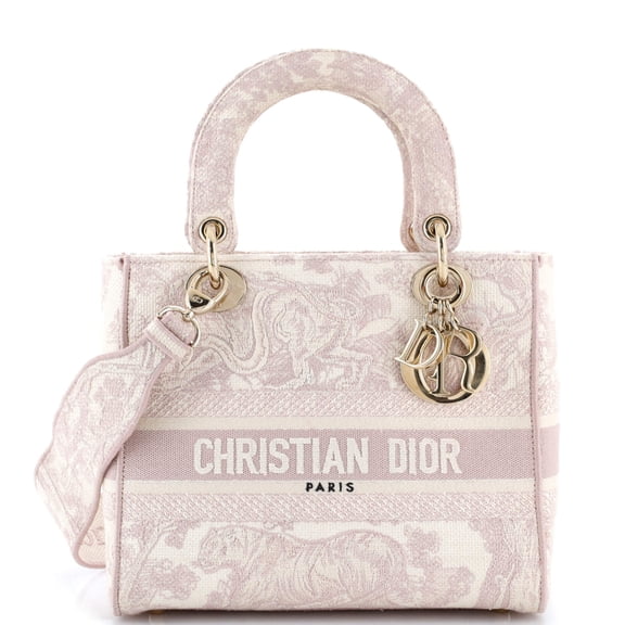 Pre-Owned Toile de Jouy Lady D-Lite Bag Embroidered Canvas By Rebag