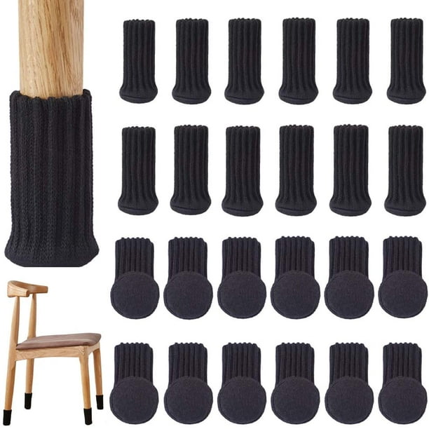 Lot de 24 chaussettes pour pieds de chaise IGUOHAO, coussinets élastiques  pour chaussons de meubles, couvre-pieds de chaise antidérapants  réutilisables, pour circonférence des pieds de meubles de 7 cm à 17 cm