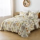 thumbnail image 2 of Travan Juego de edredón de 3 piezas, colcha acolchada, juego de colcha reversible, ligero, estampado floral, juego de cama acolchado de gran tamaño con fundas para todas las estaciones, flor amarilla,, 2 of 5