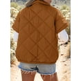 thumbnail image 5 of Quilted Jackets for Women Casual Short Sleeve Zip Up Warm Vests Caramel Color XXL, 5 of 10