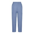 thumbnail image 5 of Linen Pants for Women, Elastic Waist Casual Spring Lounge Pants Soft Straight Leg Cropped Trouser with Pockets, 5 of 6