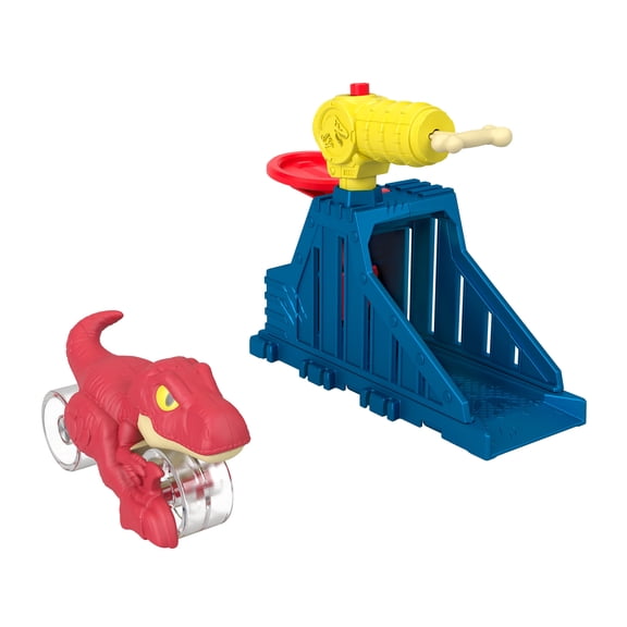 Imaginext Jurassic World Launcher Set with Chomping Toy Raptor & 2 Accessories (Styles May Vary)