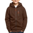 thumbnail image 2 of Falkdiz Hooded Sweatshirts for Boys Warm Fleece Winter Zip-up Sports With Pockets Solid Color Party Long Sleeve Boys Tops Gifts , Brown , Size: 12 Years, 2 of 9