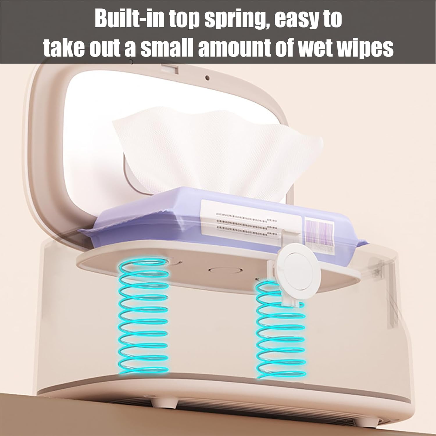 SONGAUN Baby Wipes Warmer, Wet Wipe Warmer, 3-Speed Adjustment, Top Heating, Constant Temperature All Day, 50-60℃, Night Light Design, Can Hold 80 Wipes At a Time, for Home Use white