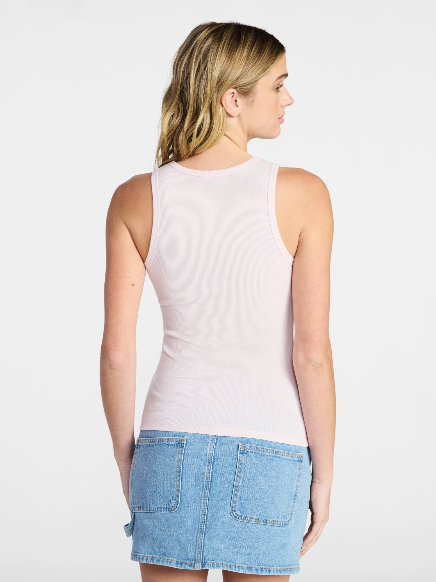 No Boundaries Ribbed High Neck Tank Top, Women's XXS-XXL