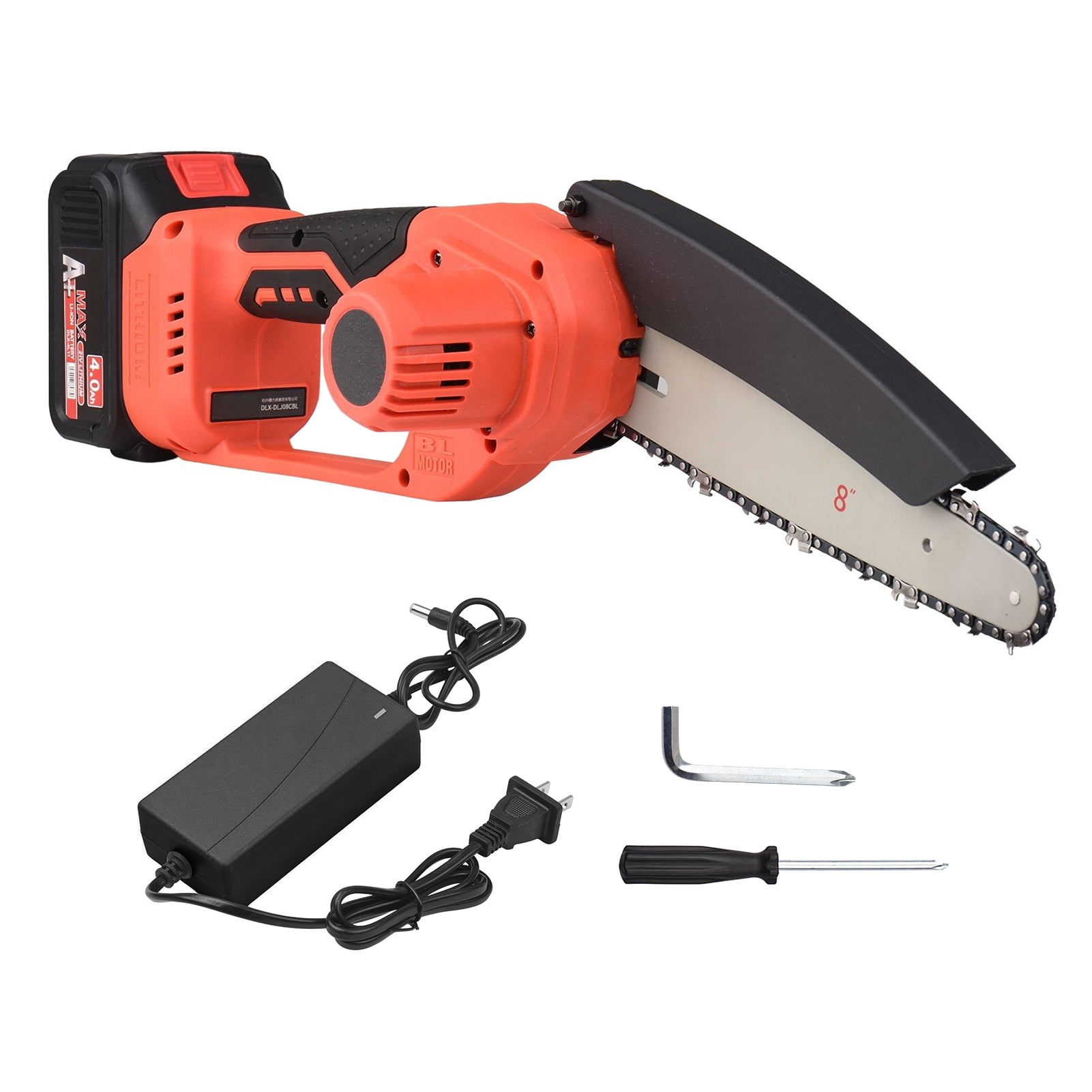 8" Mini Electric Cordless Chainsaw Battery Powered Chain Saw Pruning Shears 