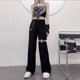 thumbnail image 2 of Pantalones de pierna ancha con agujeros de estilo Harajuku para mujer, pantalones rectos de cintura alta con cadena, ropa de calle de estilo hip hop para primavera y verano, pantalones que combinan c, 2 of 4