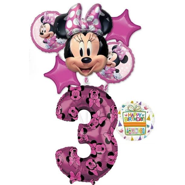hond houten web Minnie Mouse Party Supplies 3rd Birthday Happy Helper Balloon Bouquet  Decorations - Walmart.com