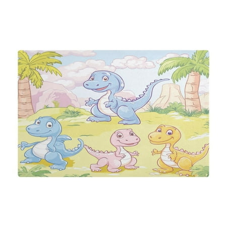 

PU Leather Kitchen Drying Mat with Silica Gel Core Coffee Bar Pad Dual-Sided Absorbent Non-Slip for Kitchen Counter Pastel Cartoon Dinosaurs