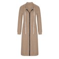 thumbnail image 5 of IROINNID Trench Coat for Women Casual Zip Up Hooded Long Coat Solid Loose Versatile Coat with Pocket,Khaki, 5 of 5
