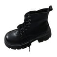 thumbnail image 3 of Juebong Womens Wedge Heel Ankle Boots Side Zipper Lace Up Lug Sole Chunky Booties Motorcycle Combat Boots Black,41, 3 of 8