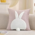 thumbnail image 2 of 18x18 Inch Easter Pillow Covers, 3D Embroidered Velvet Bunny Rabbit Throw Pillowcase for Sofa Couch Bedroom Decor, Spring Home Decoration Cushion Case, Bunny Rabbit Pillow Covers, 2 of 8