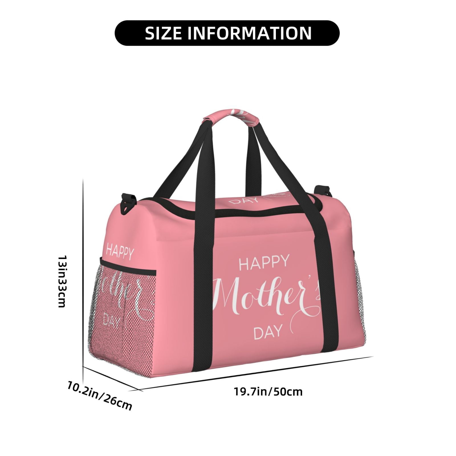 Fuzoiu Happy Mother's Day Print Travel Duffle Bag,Carry On Tote Bags,Duffel Bag,Sport Gym Bag, Hospital Bag for Labor and Delivery, Overnight Bag,Luggage Bag